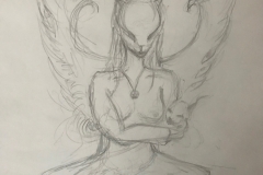mother and child. pencil. 2017.