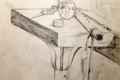 still life with objects in room. pencil. 1998.