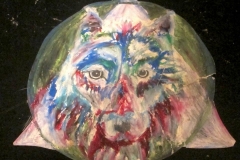 wolf badge. pencil and oil pastel. 1990.
